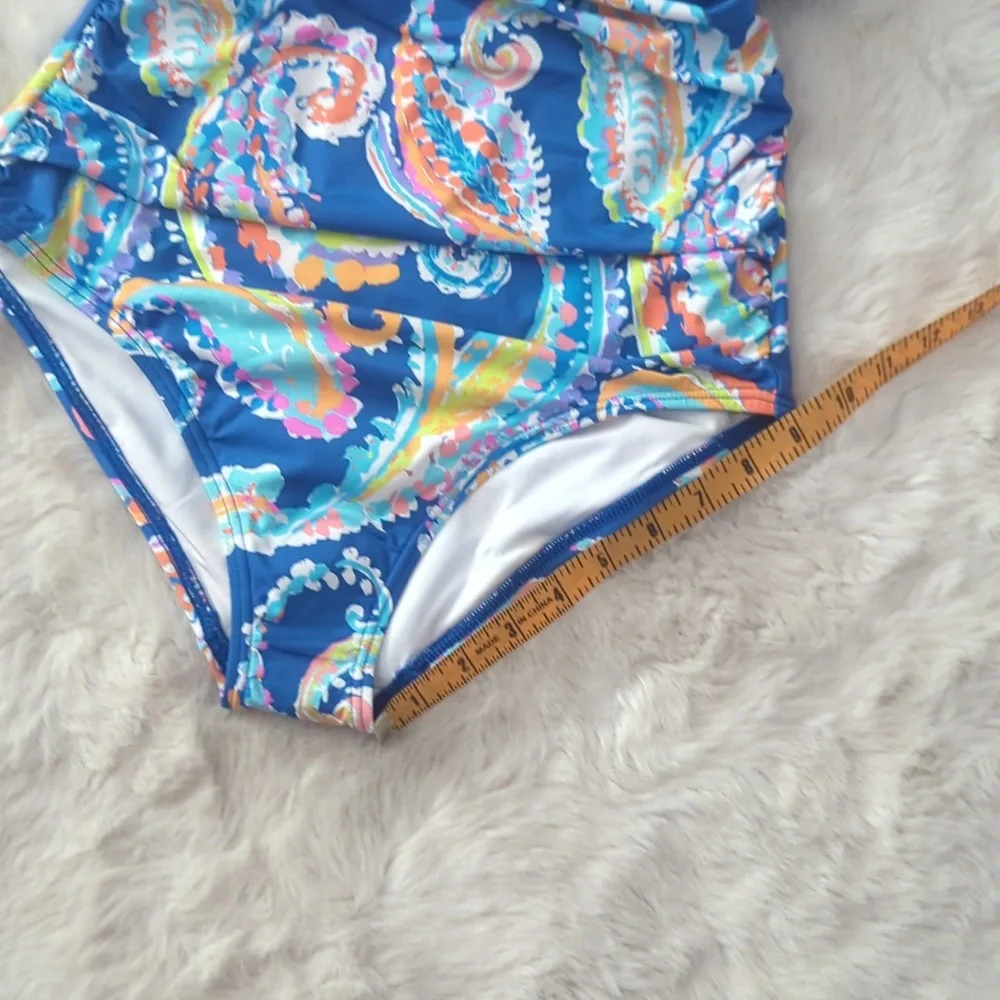 J McLAUGHLIN Blue Watercolor Paisley Koa One-Piece - NWT - Picture 8 of 8